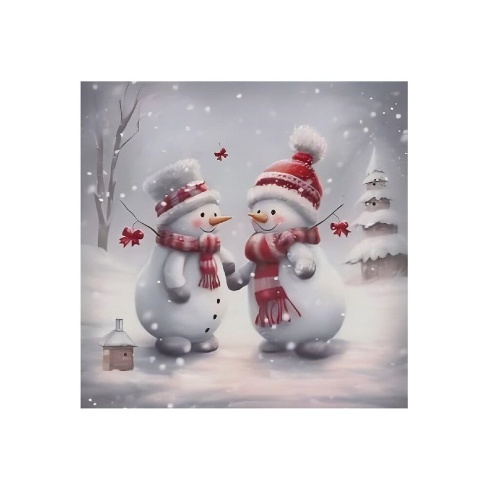 Winter Snowman Unframed Canvas Wall Art 16" X 16"